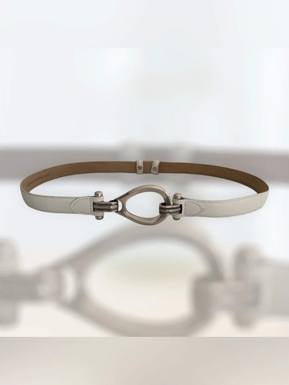 White Leather Hook And Eye Women's Boho Belt | Silver Accent